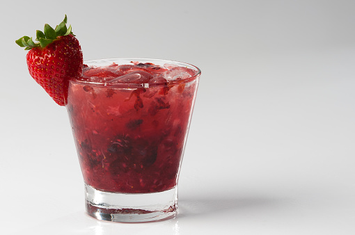 Strawberry Cocktail, Made With Vodka, Sugar And Strawberry Isolated On A White Background