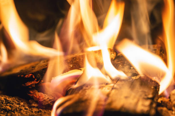 istock Bright flame of a burning fire in the dark 1765666032