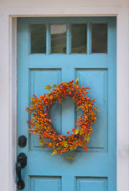 istock Autumn Wreath on Blue Door 1765668803