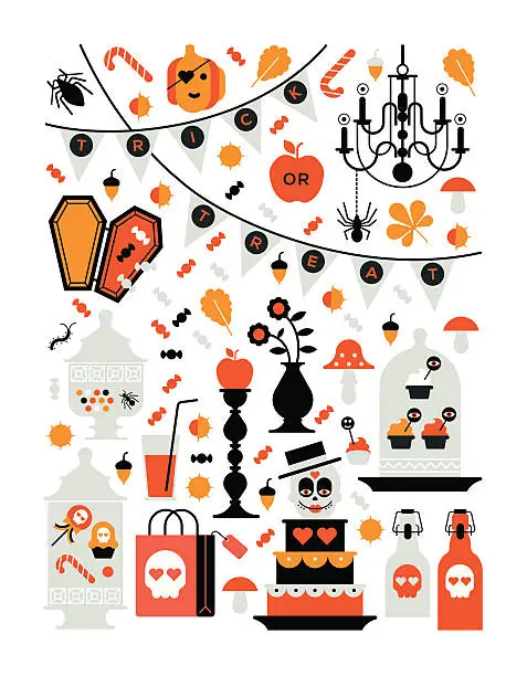 Vector illustration of Rectangle composition with halloween silhouettes