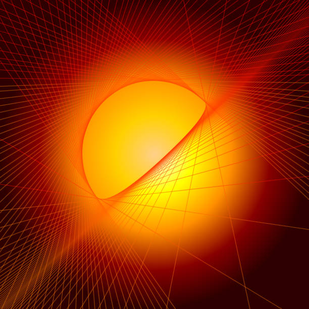 istock Vibrant orange abstract resembling a glowing sun or planet with radiant rings. 1765686391