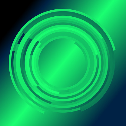 This vibrant graphic showcases an interplay of concentric green circles that seem to pulsate from a central point of brilliance. The varying opacities and thicknesses of the rings create a mesmerizing depth, drawing the viewer's gaze toward the luminous center. Set against a contrasting dark background, the image resonates with energy and dynamism. This design can evoke feelings of electronic energy, digital interfaces, or even the natural phenomenon of bioluminescence.