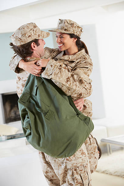 istock Military Couple Greeting Each Other On Home Leave 176570358