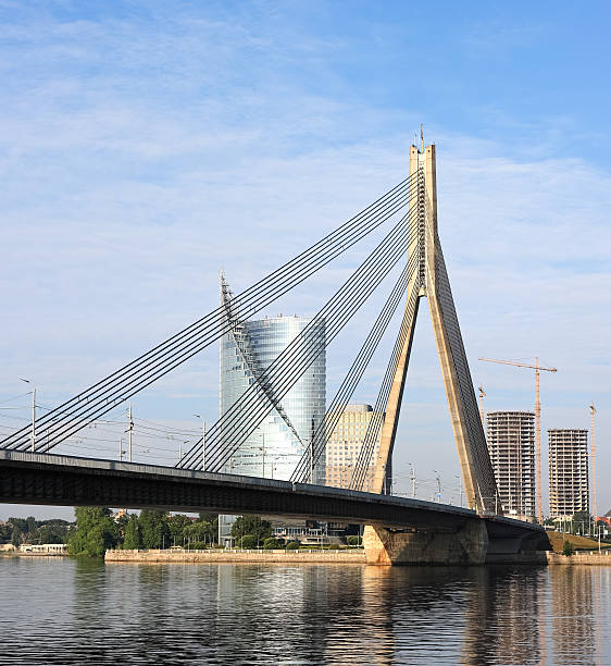 istock View of Cable bridge and Daugava river, Riga - Latvia 176570475