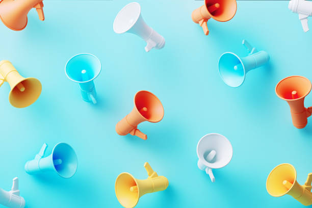 istock Colorful Megaphones On Blue Background 1765735062