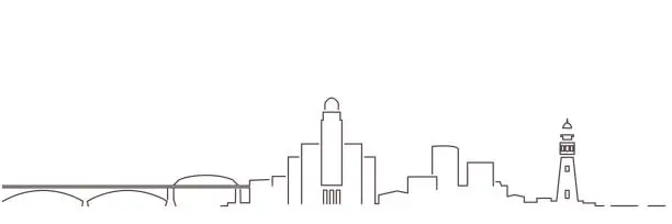 Vector illustration of Buffalo Dark Line Simple Minimalist Skyline With White Background