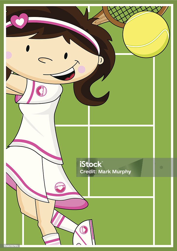 Mignon dessin animé fille de Tennis - clipart vectoriel de Adulte libre de droits