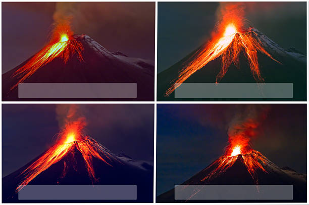 Tungurahua Volcano eruption collage Tungurahua Volcano eruption collage mt tungurahua sunset mountain volcano stock pictures, royalty-free photos & images