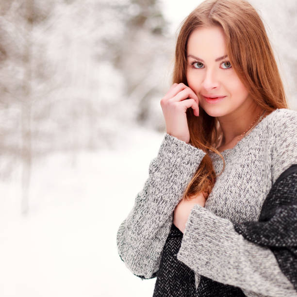 Young pretty woman outdoor portrait stock photo