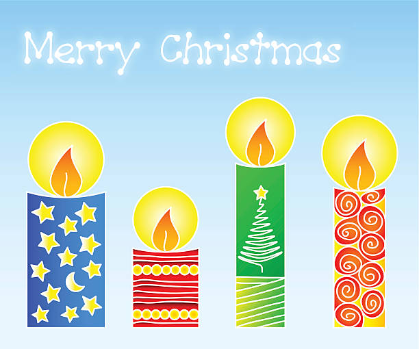 hand-drawn рождественские свечи - christmas backgrounds christmas card part of stock illustrations