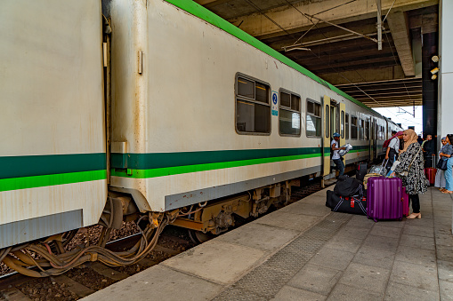 Passengers are waiting for train at Casa-Voyageurs railway station, Casablanca,Morocco.