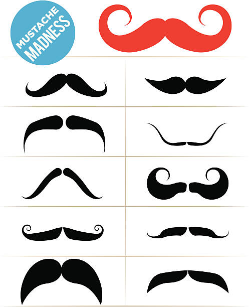 ilustraciones, imágenes clip art, dibujos animados e iconos de stock de bigote locura - mustache