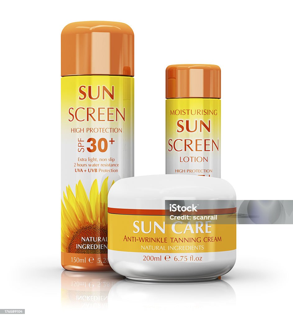 Conjunto de sol cuidados cosméticos - Royalty-free Grupo de Objetos Foto de stock