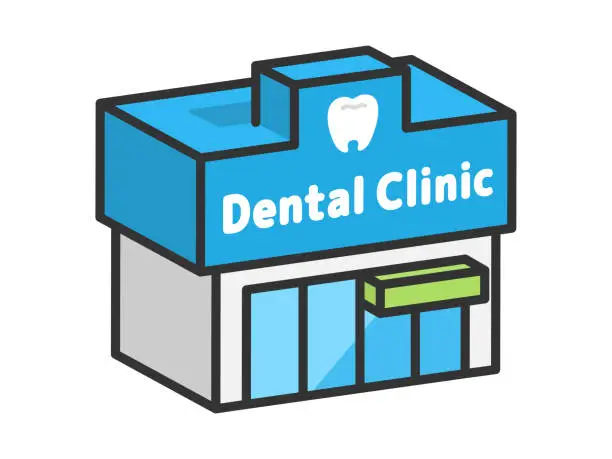 Vector illustration of Illustration of the exterior (3D line drawing) of a dental clinic.