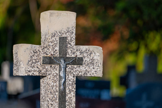 istock Stone cross in the cemetery 1765926698