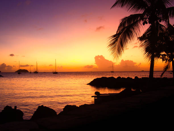The last light before night over the Caribbean