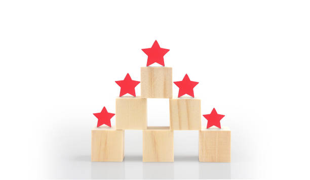 istock Wooden blocks with the five star symbol Increase rating 1765950882