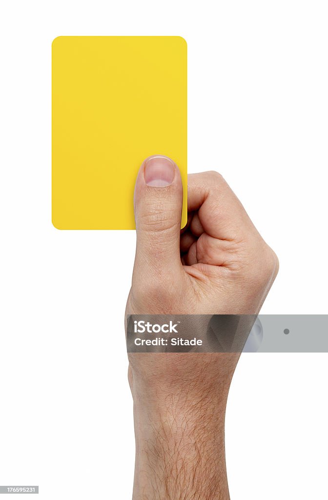 Main montrant jaune carte, avec un Tracé de détourage - Photo de Adulte libre de droits
