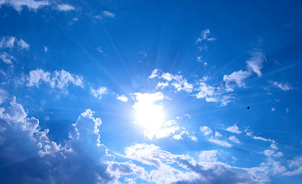 istock Blue Sky cloudy Background with sun flares 176595397