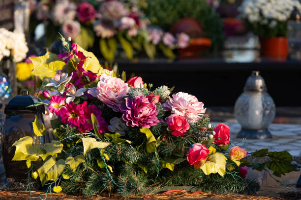 istock Flowers on the grave 1765957630