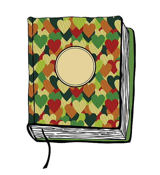 ilustraciones, imágenes clip art, dibujos animados e iconos de stock de boceto de libro con corazones y bastidor para título - passport blank book cover empty