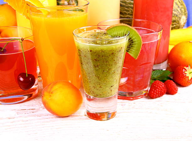 istock Juice with cherry, apricot, kiwi, strawberry and raspberries 176598439
