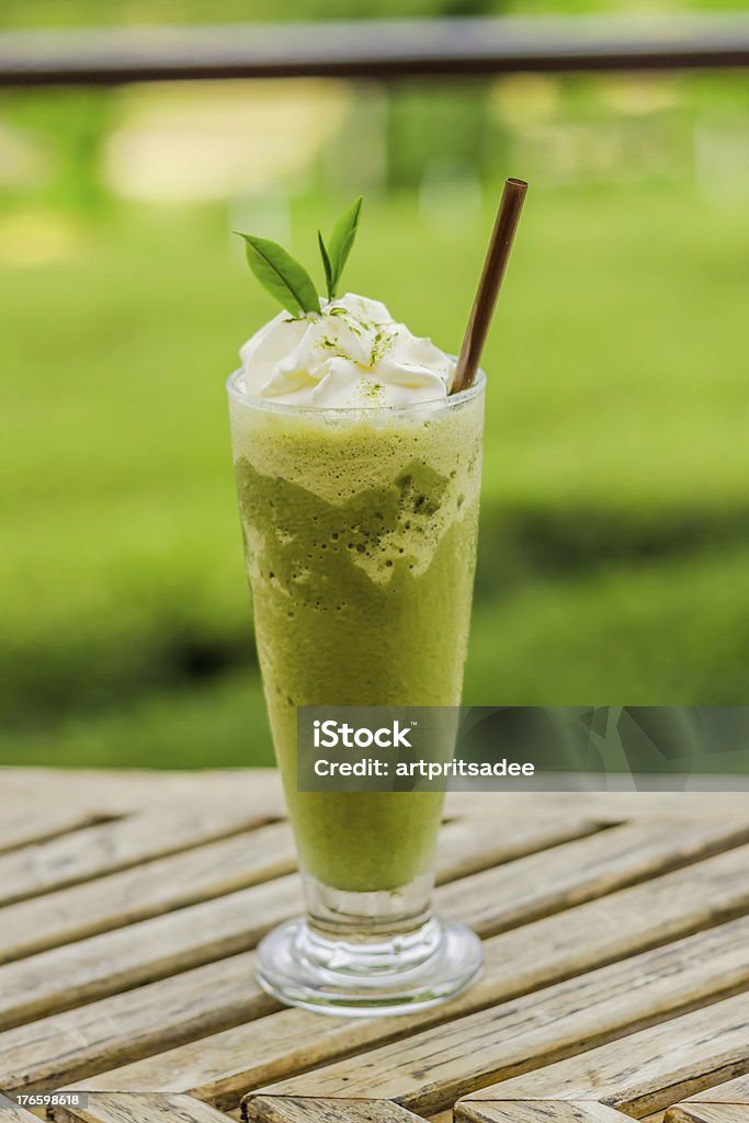 Green tea smoothies Cafe Stock Photo