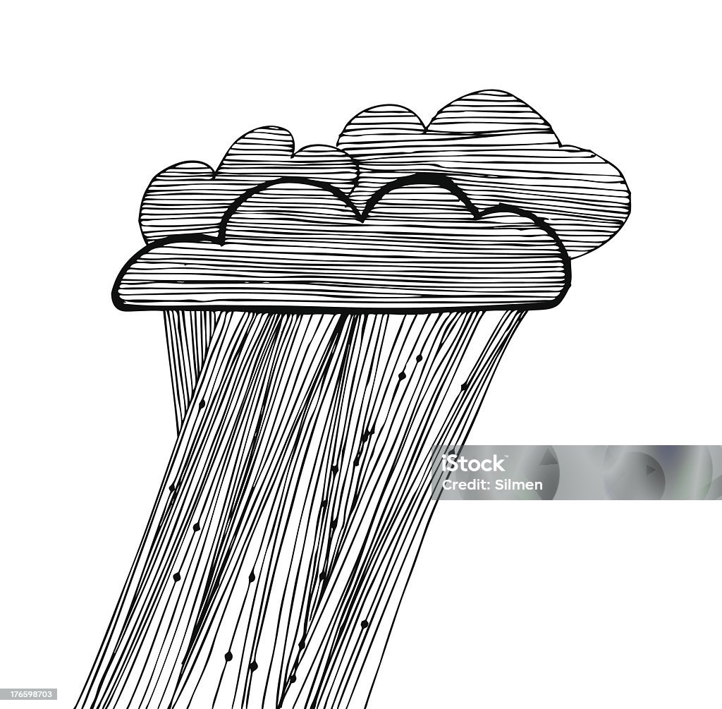 Vettore lineare nuvole di pioggia - arte vettoriale royalty-free di Acqua