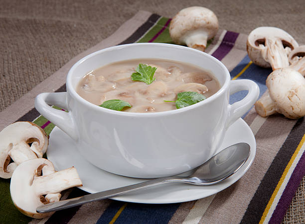 istock Delicious soup with mushrooms in a bowl on the table 176600168