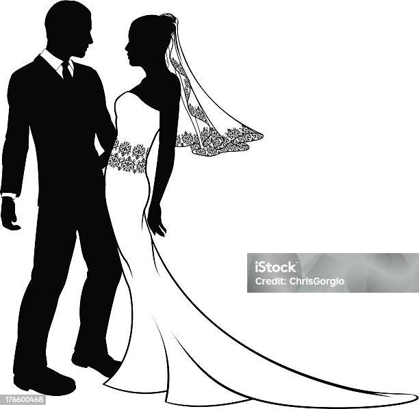 Silhouette Of Bride And Groom Wedding Couple Stock Illustration - Download Image Now - Abstract, Adult, Beautiful People