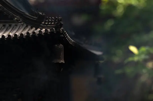 Photo of Closeup of incense burner in temple. Beijing, China