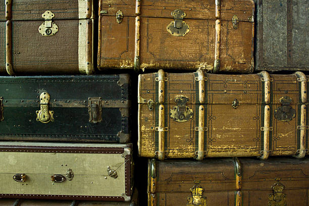 istock Old pile of classical vintage suitcases 176602395
