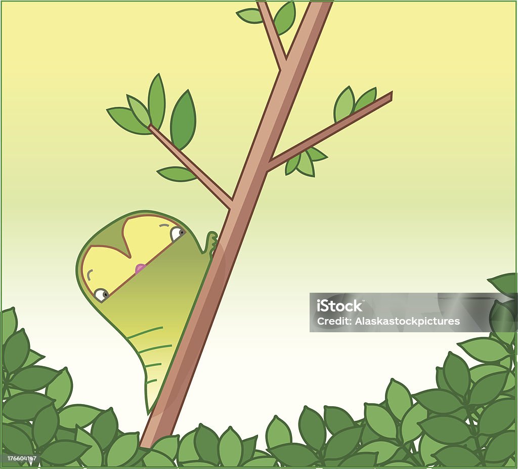 little caterpillar en un árbol. - arte vectorial de Alimentar libre de derechos