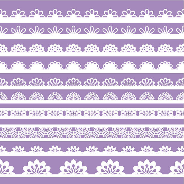 набор красивых векторных отделкой кружевом - lace frame retro revival floral pattern stock illustrations