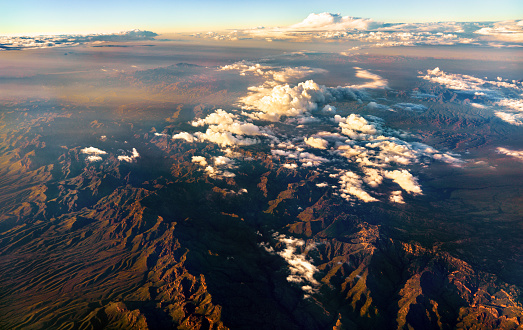 Aerial view of mountains near Tucson in Arizona, the United States