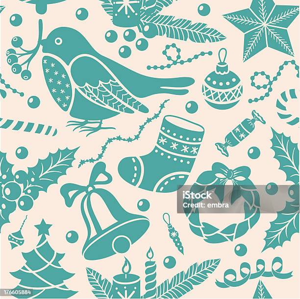 Seamless Pattern Di Natale - Immagini vettoriali stock e altre immagini di A forma di stella - A forma di stella, Abete, Albero