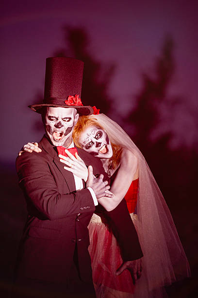 istock Halloween couple dressed for a wedding from hell 176606062