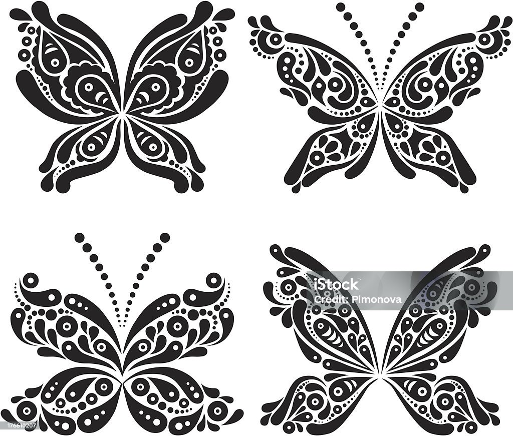 Ensemble de papillons et symboles - clipart vectoriel de Abstrait libre de droits