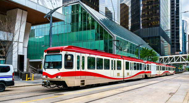 istock Light rail rapid transit tram in downtown Calgary, Canada 1766103501