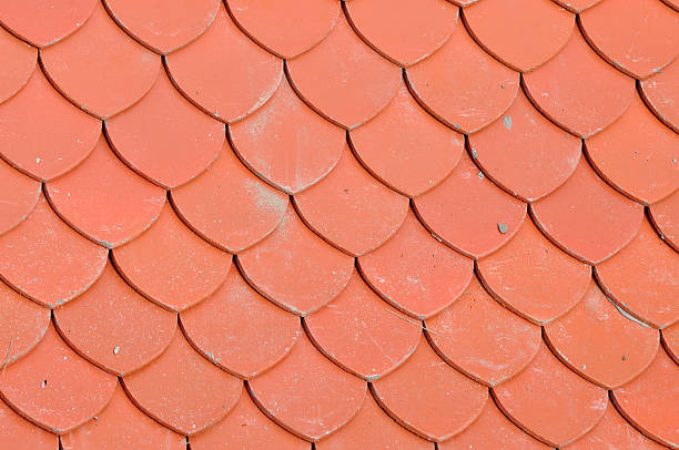 istock Red seamless roof tiles texture. 176610425
