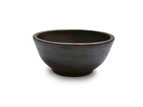 Dark brown earthy claypot cut out isolated on white