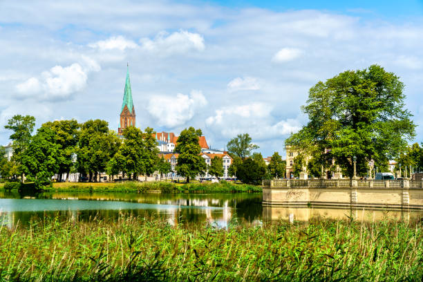 istock Skyline of Schwerin with its Cathedral in Germany 1766139837