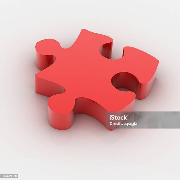 Czerwony Puzzle - zdjęcia stockowe i więcej obrazów Białe tło - Białe tło, Czerwony, Część
