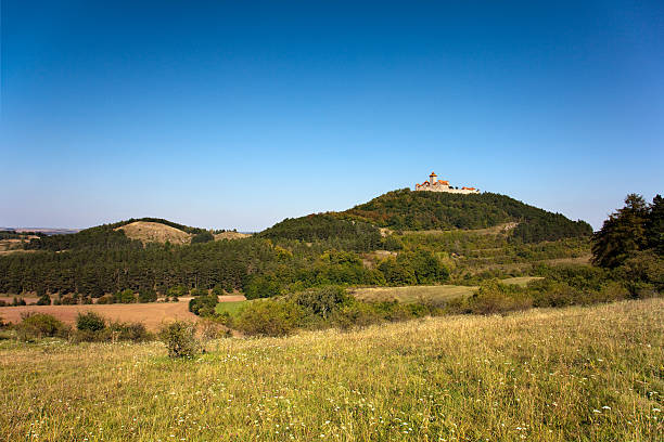 Veste Wachsenburg Veste Wachsenburg - Germany Castle Landscape with mounts in Fall veste wachsenburg stock pictures, royalty-free photos & images