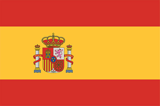 Flag of Spain icon with no background Rojigualda, Proportion 2:3, Flag of Spain. spain stock illustrations