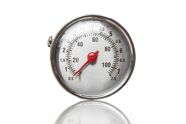 istock Closeup of a pressure meter on white background 176621855