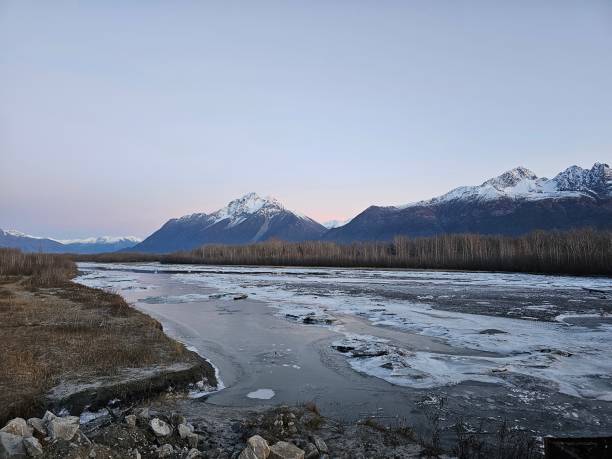 istock Sunset on the Chugach Mountains and Matanuska River 1766220732