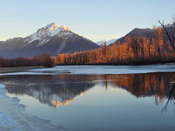 istock Sunset on the Chugach Mountains and Matanuska River 1766222331
