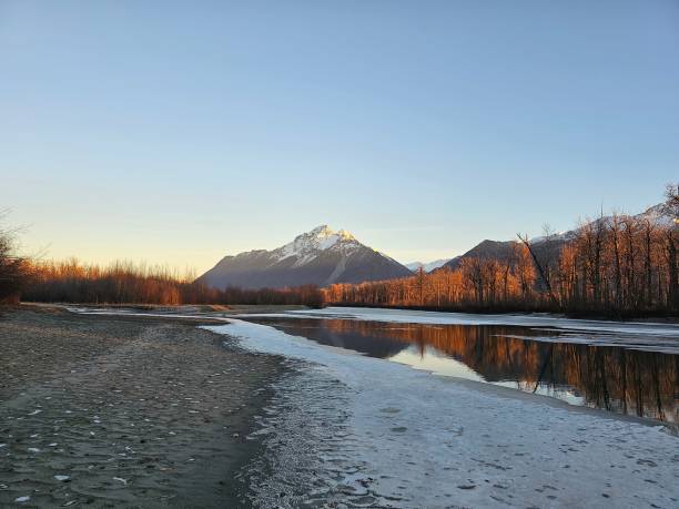 istock Sunset on the Chugach Mountains and Matanuska River 1766222357
