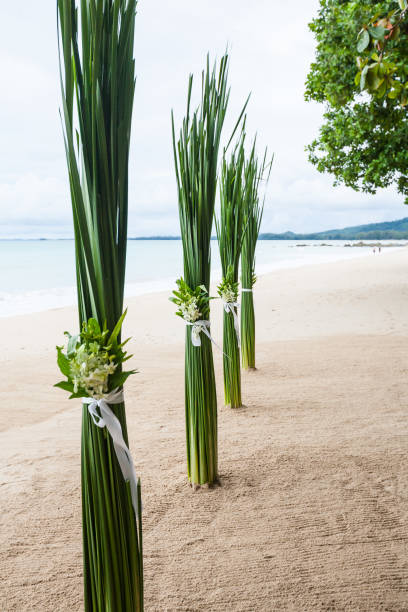istock Floral arrangement at a wedding ceremony on beach. 1766237576